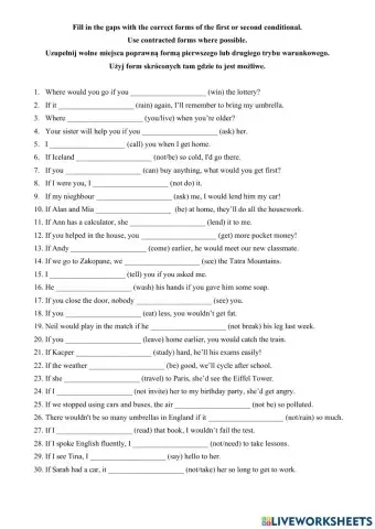 First and second conditional.