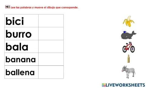 Bb: Mover dibujos a palabras 2