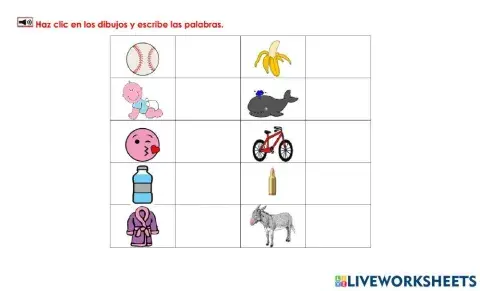 Bb: Ver dibujos y escribir palabras 2