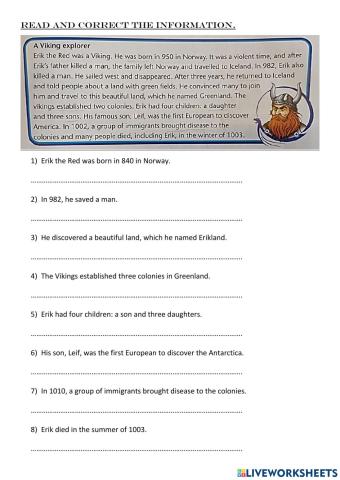 Erik the Red Reading Comprehension