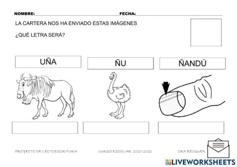 Arrastra la palabra letra ñ