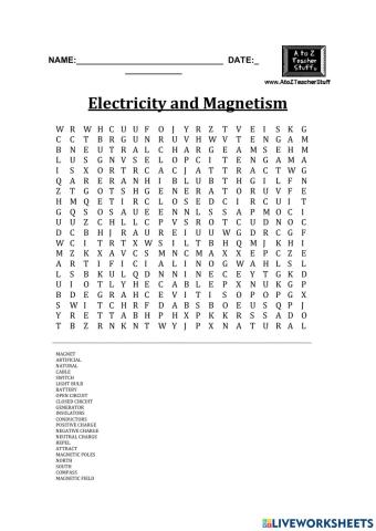 Electricity and Magnetism Woerd Search