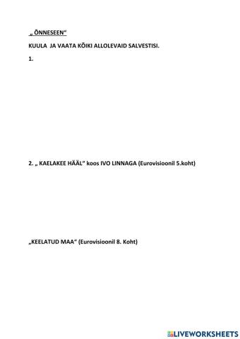 1. klass- laul - õnneseen-