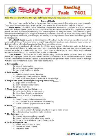 Spotlight 7 Task 7401