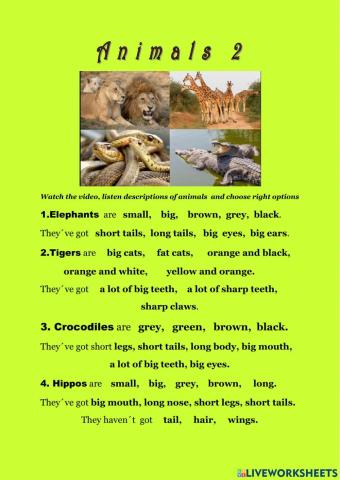 Description of animals