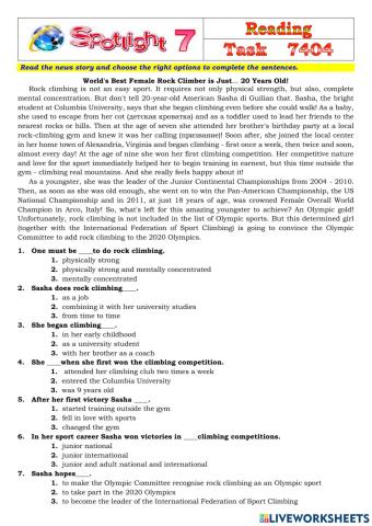 Spotlight 7 Task 7404