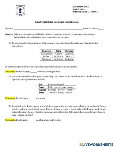 Probabilidad y principio multiplicativo
