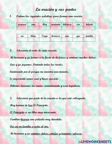 La oración y sus partes