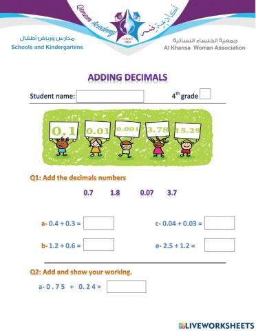 Adding decimals