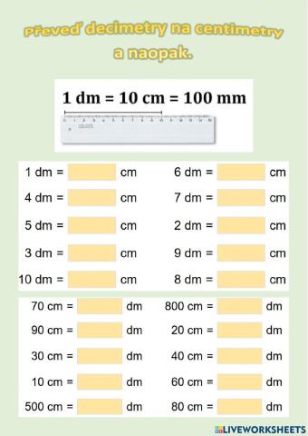 Převody jednotek délky cm-dm