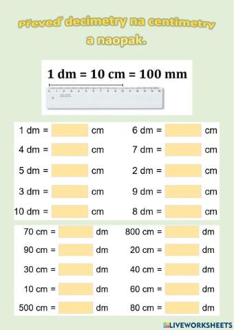 Převody jednotek délky cm-dm