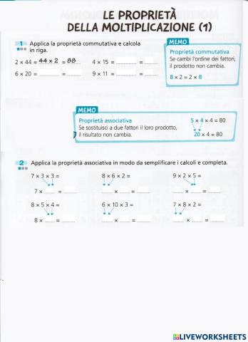 Proprietà commutativa e associativa moltiplicazione