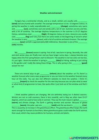 Weather and environment