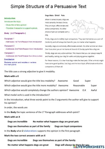 Persuasive Text Structure Simple