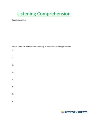 Worksheet Listening Comprehension