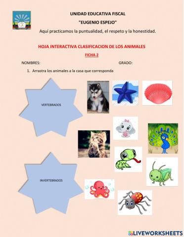 Animales vertebrados