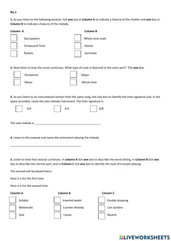 N5 worksheet no.1