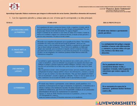 Elabora resúmenes que integren la información de varias fuentes.