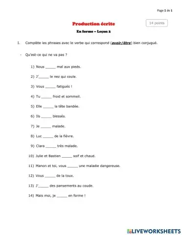 Leçon 2 - Production écrite
