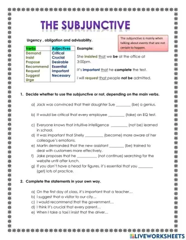 The subjunctive