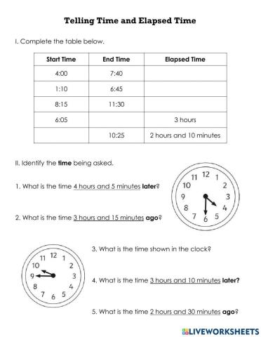 Elapsed Time QUIZ