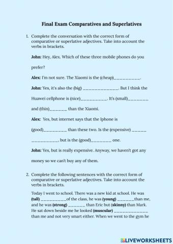 Comparatives and superlatives