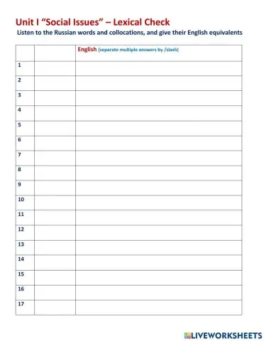 Social Issues-lexical check