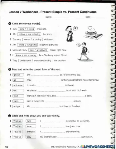 Grammar present simple vs present continuous