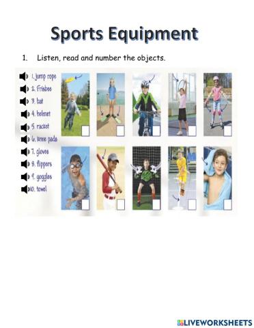 Sports Equipment Vocabulary