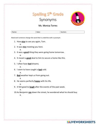 Synonyms: Other ways to say…
