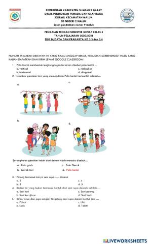 PTS TEMA 7 SBDP KD 3.3 & 3.4  kelas 5