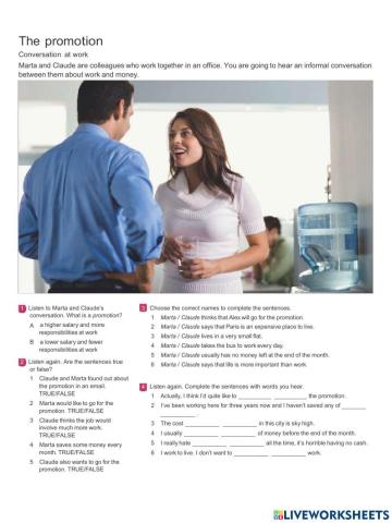 Listening B1: The promotion at work