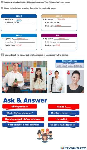 B01 Unit 1 Lesson A listening