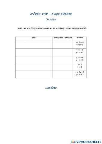 פונקציה קווית - ישרים מקבילים