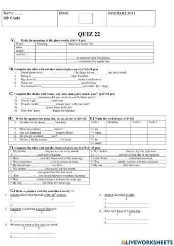 Quiz 22-Ömür-03-03-2021