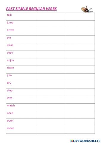 Past simple regular verbs