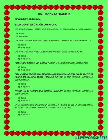 Evaluación de lenguaje