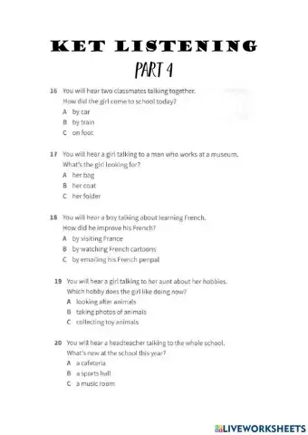 KET Listening Part 4