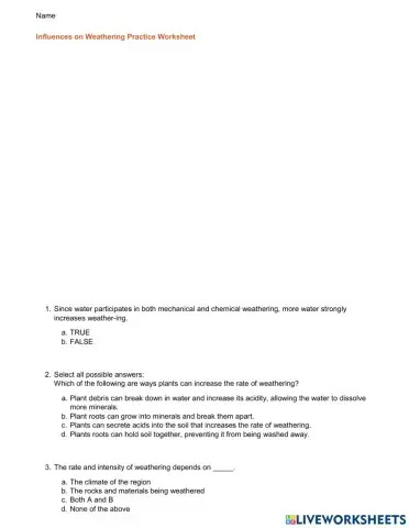 Influence weathering.