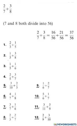 Adding Fractions with unlike denominators
