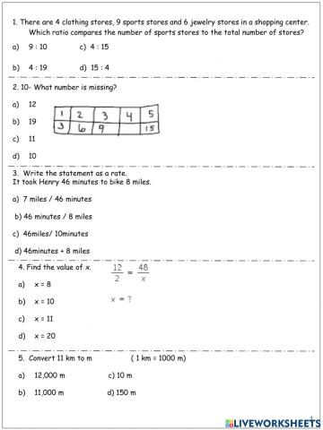 Revision worksheet