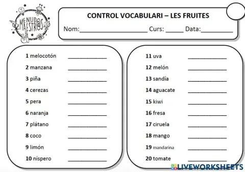 Vocabulari-Les fruites