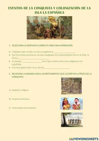 Eventos de la conquista y colonización de la isla la española