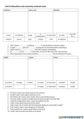 Complete First - Unit 9 - Collocations