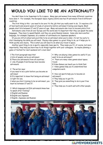 Being an Astronaut KET Multiple Choice Reader