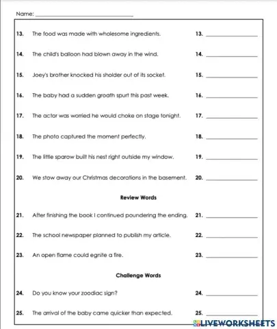 Correct or incorrect words? 2  e-4 6th grade