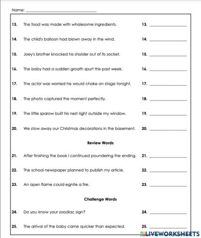 Correct or incorrect words? 2  e-4 6th grade