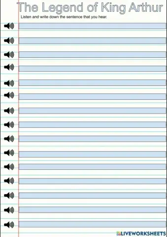 Dictation The Legend of King Arthur