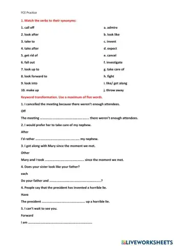 FCE Practice Phrasal Verbs