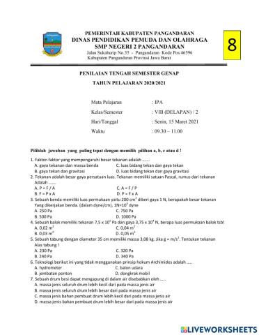 Ujian Tengah Semester 8-2